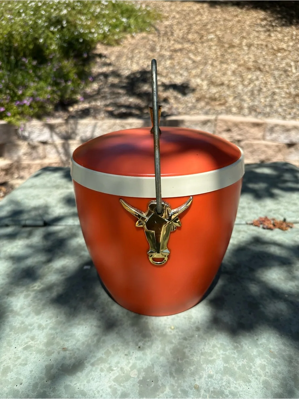 Mid-century MCM Orange Vintage Long Horn Ice Bucket